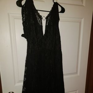 Black lace trapeze babydoll dress